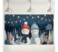 Snow Man Winter Wonderland Backdrop, Cute Cartoon Holiday Decorations, Festive Indoor/Outdoor Photography Background for Christmas Party Supplies 71x43 Inch
