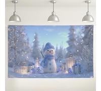 Snow Man Winter Wonderland Backdrop, Cute Christmas Decorations for Holiday Parties, Cozy Indoor/Outdoor Photo Background for Festive Celebrations 71x43 Inch