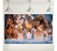 Snow Man Winter Wonderland Backdrop, Cute Festive Holiday Decorations, Cozy Indoor/Outdoor Photography Background for Christmas Parties 71x43 Inch