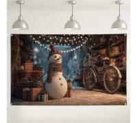 Snow Man Winter Wonderland Backdrop, Cute Holiday Decorations for Photography, Festive Indoor/Outdoor Picture Background for Christmas Parties 71x43 Inch