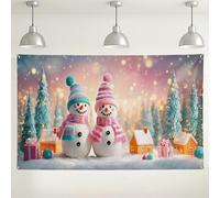 Snow Man Winter Wonderland Backdrop, Cute Holiday Decorative Scene for Christmas Party, Festive Indoor/Outdoor Photo Booth Supplies 71x43 Inch