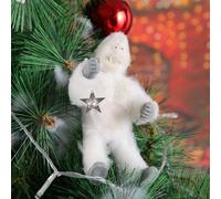 Snow Monster Christmas Tree Topper Funny Felt White Ape Christmas Treetop with A Star Cute Snowman Plush Hugger for Wines Curtains Decorations Indoor (A, 18x18cm)