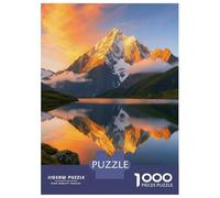Snow Mountain 1000 Pc Premium Cardboard Lake Puzzle for Adults Logic Skill Office Break Relaxation Wall Art Anniversary 52x38cm/1000pcs
