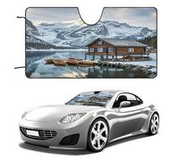 Snow Mountain Cabin Car Windshield Sun Shade Thickened Automotive Glass Sunshade Foldable Sun Shade Keeps Your Vehicle Cool Universal Windshield Cover for Car Trucks SUV