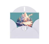 Snow Mountain Cabin White Patterns greeting card 6x4 inches with envelope, covering birthdays, weddings and other occasions