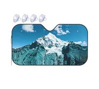 Snow Mountain Car Windshield Sunshade - Fits Cars, SUVs, Trucks, Automotive Sun Screen, White, 55 X 30in