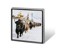 Snow Mountain Caravan Lapel Pin Square Metal Brooch Pin with Secure Pin Back Fashion Button Badge for Clothing, Hats, Bags Decoration
