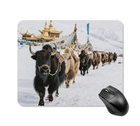 Snow Mountain Caravan Square Mouse Pads Non-Slip Rubber Base Mouse Mat Cute Mousepad Funny Computer Desk Accessories for Office Home Gaming Work 20 * 25cm