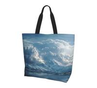 Snow Mountain Cloud Sea Print Large Women Tote Bag,Stylish Waterproof Ladies Shoulder Bag, Folding Beach Travel Bag for Work,Shopping