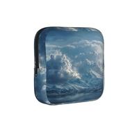 Snow Mountain Cloud Sea Print Sanitary Pad Storage Bag, Sanitary Pad Bags, Portable Period Bag with Zipper for Female Girls