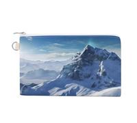 Snow Mountain Coin Purse Canvas Wallet with Zipper Portable Mini Change Pouch Cute Money Pouch Small Organizer Coin Card Key Holder for Women Girls Daily Use Gift