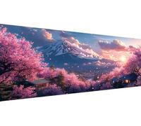 Snow Mountain Diamond Art Cherry Blossoms Diamond Painting Kits Adults, Full Drill Cross Stitch, Crystal Art Kit for Home Wall Decor, Creative Hobby Gift & Stress Relief, 50x100cm 20 x 40 Inch Y1-201