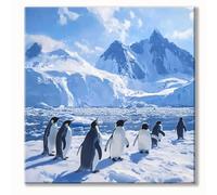 Snow Mountain Diamond Art Penguin Diamond Painting, Paint by Numbers for Adults, 5D DIY Full Round Drill Crystal Art Embroidery Kit, Crafts for Adults, Home Decor, Gifts for Women 12x12 inch 0b-1535