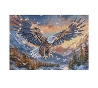Snow Mountain Flying Bald Eagle 300 Piece Jigsaw Puzzle for Adults Vacation Souvenir Memory Keepsake No Dust Pieces Great Gift for Travelers 300 PCS