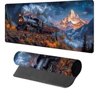 Snow Mountain Gaming Mouse Mat 1600x800x3mm, Mouse Pad Large Train, Desk Mat with Stitched Edge, Mousepad with Non-Slip Rubber Base, Office Accessories, Keyboard Pad, for Gaming, Desk Office, Y-6067