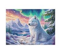 Snow Mountain Glow White Wolf 500 Piece Complete DIY Jigsaw Puzzle Collectors Mind Relaxation Educational Decorative Puzzle Gifts for Adults Recycled Cardboard 500 PCS