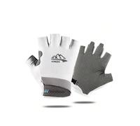 (Snow Mountain Ice Silk Half Finger White, M) Sun protection gloves for men driving, non-slip, thin, cycling, summer cycling, anti-ultraviolet, finger-free, touch screen, breathable i...
