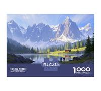 Snow Mountain Lake 1000 Pc Premium Cardstock Mountain Scenery Puzzle Adults Educational Challenge Stress Relief Office Break Desk 70x50cm/1000pcs