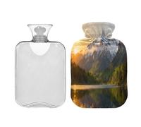 Snow Mountain Lake Sun hot Bottle Water Bag with Soft Cover 2L Warm Water Bottle for Bed for Hot and Cold Therapies Period Cramps Bolsa para cólicos menstruales