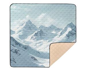 Snow Mountain Landscape Art Large Sturdy Baby Playmat for Indoor Outdoor Washable Activity Entertainment Mat for Babies Infants Toddlers, 50'' x 50''