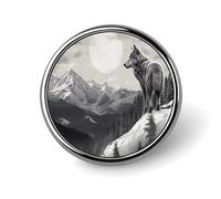 Snow Mountain Lone Wolf Blank Round Badges Round Badge DIY Pin Back Buttons Clear Button Pins for Craft Projects Badge Making Accessories