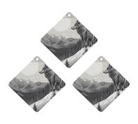 Snow Mountain Lone Wolf Car Air Freshener, 3 Pcs Rhombus Hanging Air Freshener Cards, Long Lasting Fragrance Scented Cards for Car, Home, Office Black-style