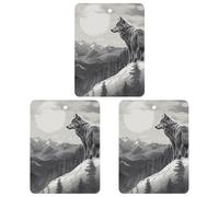 Snow Mountain Lone Wolf Car Air Freshener, 3 Pcs Square Hanging Air Freshener Cards, Long Lasting Fragrance Scented Cards for Car, Home, Office Black-style