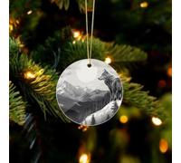 Snow Mountain Lone Wolf Christmas Ornaments - Xmas Tree Hanging Ornaments, Personalized Acrylic Circular Christmas Pendant for Holiday Keepsake Gifts