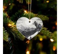 Snow Mountain Lone Wolf Christmas Ornaments - Xmas Tree Hanging Ornaments, Personalized Acrylic Love Christmas Pendant for Holiday Keepsake Gifts