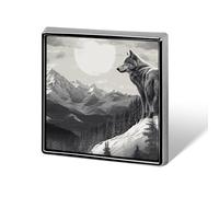 Snow Mountain Lone Wolf Lapel Pin Brooches Square Fashion Brooch Pin Cute Button Badges Alloy Button Pins Enamel Pins Metal Pinback for Hat Shirt Clothing Bags