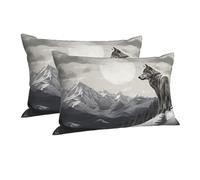 Snow Mountain Lone Wolf Luxury Pillowcase with Zipper Closure, Super Soft and Cozy Fuzzy Pillowcases Plush Throw Pillow Cover Modern Decorative Pillow Case for Sofa, Couch, Living Room 20"x30"