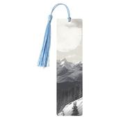 Snow Mountain Lone Wolf Metal Bookmarks with Tassel,Cool Book Markers for Reading Women, Men,Aluminum Hanging Ornament Fancy Handmade Craft Reading Accessories Gift for Book Lovers M