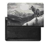 Snow Mountain Lone Wolf Passport Holder for Travel PU Leather Passport Covers Case Card Slot Ultra Slim Passports Wallet