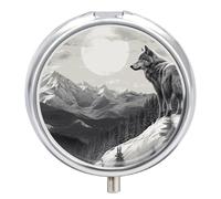 Snow Mountain Lone Wolf Pill Box Waterproof Portable Medicine Pill Case Moisture Proof Metal Travel Pill Box with 3 Compartment Medicine Case