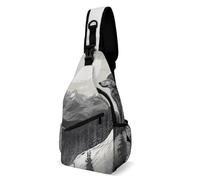 Snow Mountain Lone Wolf Sling Bag with Rfid Blocking Causal Mens Crossbody Bag Lightweight Chest Pack Large Man Purse Travel Crossbody Backpack Shoulder Sling Backpack for Hiking Running Cycling