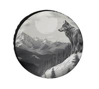 Snow Mountain Lone Wolf Spare Tire Cover, 28inch Oxford Wheel Protector Travel Accessories, Waterproof Dustproof Wheel Tire Covers for RV Jeep SUV Camper Truck