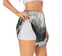 Snow Mountain Lone Wolf Women's Athletic Shorts Summer Daily Leisure Jogging Cycling Outdoor Exercise White
