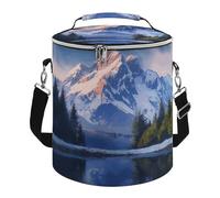 Snow Mountain Lunch Bag, 15L Portable Leakproof Picnic Basket with Shoulder Strap, Insulated Picnic Cooler Bag for Camping, Beach, Hiking & Groceries