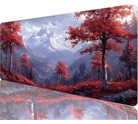 Snow Mountain Mouse Pad,600x400x3mm Mouse Mat Maple Desk Mat Large,Soft Smooth Surface with Anti-Slip Rubber Base Mousepad Waterproof,Durable,Extended Length Desk Pad for Christmas Decorations N1-894