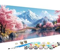 Snow Mountain Paint by Numbers for Adults Beginner,Adult Paint by Numbers Cherry Blossoms Large 40 x 80 cm,DIY Adult Crafts Canvas Oil Painting Kit with Paints 3 Brushes,Room Decor,Without Frame Z-135