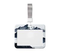 Snow Mountain Peak Id Badge Holder with Lanyard-Horizontal Card Protector, Clear Abs Hard Shell for Work Office Events