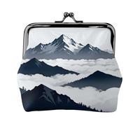 Snow Mountain Peak Leather Coin Purse for Women-Small Kiss Lock Wallet, Mini Card Holder for Keys Lipstick, Cute Change Purse for Travel