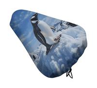 Snow Mountain Penguin Bike Seat Cover for Men Women Water Repellent Exercise Bike Seat Cushion Adjustable Bicycle Seat for Outdoor Biking