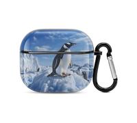 Snow Mountain Penguin Bluetooth Earbuds Case Cover Full Body Shockproof Protection Hard Case Support Wireless Charging with Keychain Personalized Gift for AirPods 3