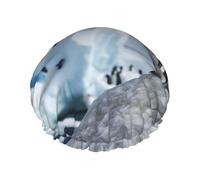 Snow Mountain Penguin Double Layered Shower Cap For Women Reusable Suitable For Bathing Spa