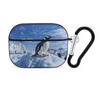 Snow Mountain Penguin Earbuds Organizer Shockproof Protective Airpods Pro Cover with Carabiner Clip Anti Fall Carrying Earphone Case Cover for Airpods Pro 2nd Generation Black