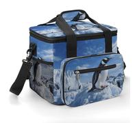 Snow Mountain Penguin Insulated Lunch Box Portable Cooler Bag Extra Large Lunch Bag Lunch Cooler Leakproof Ice Chest Thermal Cooler Shopping Bags for Beach, Picnic, Camping, Shopping