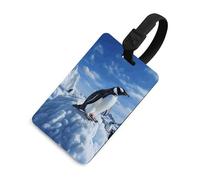Snow Mountain Penguin Luggage Tag for Suitcases TSA Approved with Name Id Card Suitcase Tags Identifiers Black Strap Clear Window Personalized Baggage Tag for Cruise Airport Travel Essentials