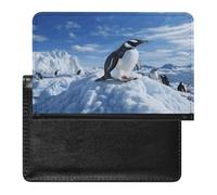Snow Mountain Penguin Passport Holder Vaccine Card Holder Travel Document Organizer Credit Card Organizer for Women/Men