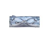 Snow mountain penguin Printed bow headband, a fashionable turban headband with elasticity, suitable for newborns and infants